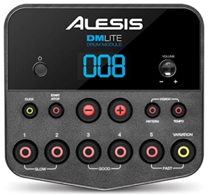 Alesis DM Lite Kit E-Drum Set mit Hocker, Kopfhörer und Sticks (elektronisches Schlagzeug, faltbares, vormontiertes Rack, LED Pads blau beleuchtet, 200 Sounds Drums und Becken, Pedale, Kabel, Netzteil) schwarz - 