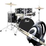 Pearl Roadshow RS505C C31 Black Schlagzeug Drumset + KEEPDRUM Drumsticks & Kopfhörer -